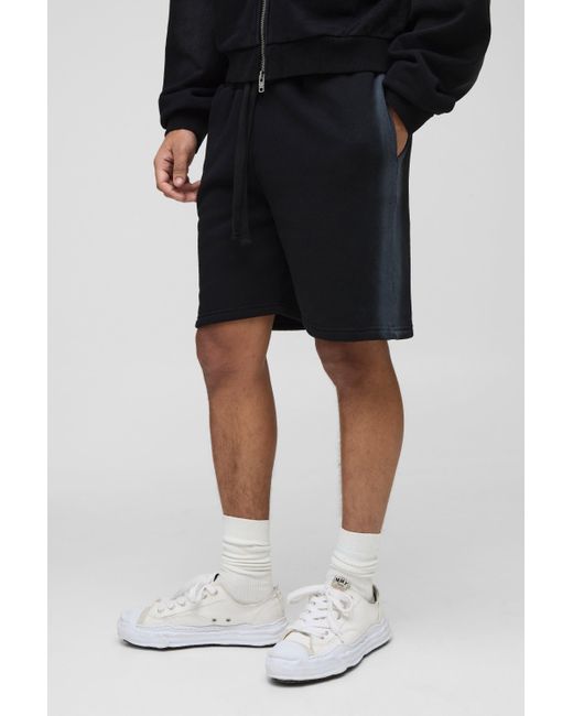 BoohooMAN Lockere mittellange Shorts mit Naht-Detail in Black für Herren