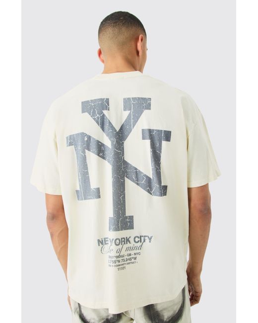 BoohooMAN Blue Oversized Ny Graphic T-shirt for men