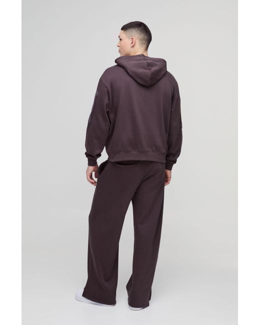 BoohooMAN Purple Oversized Skeleton Print Zip Through Hooded Tracksuit for men