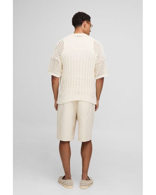 BoohooMAN Natural Regular Fit Open Stitch Knitted Shirt for men