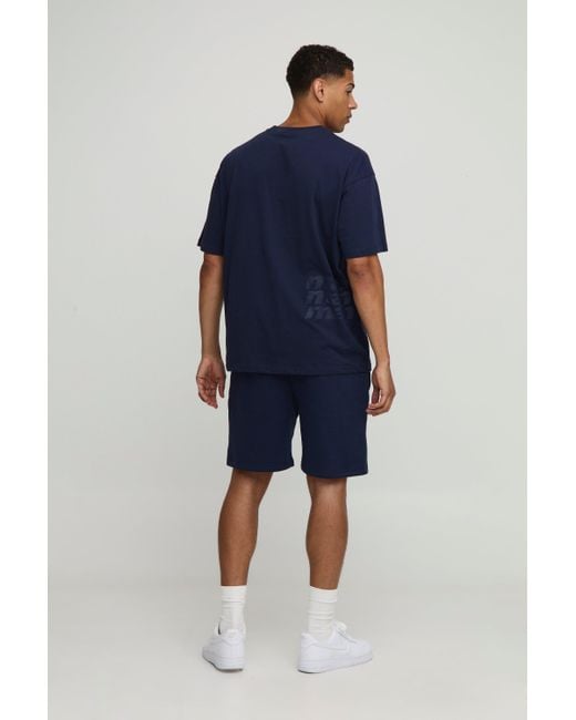 Conjunto Man Oversize De Pantalón Corto Y Camiseta BoohooMAN de color Blue