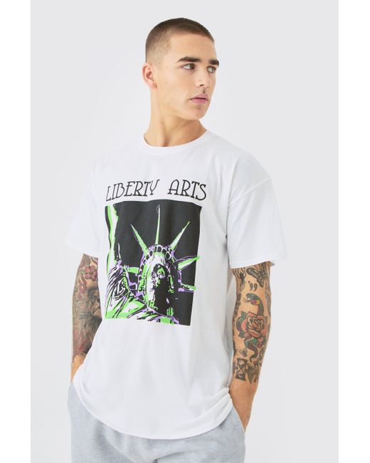 BoohooMAN White Oversized Warhol New York City License T-shirt for men