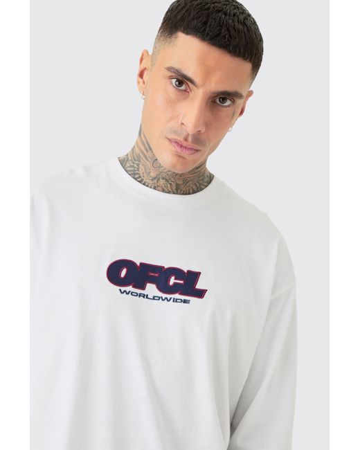 BoohooMAN Tall Oversized Washed Carded Heavy Ofcl Faux Layer T-shirt in White für Herren