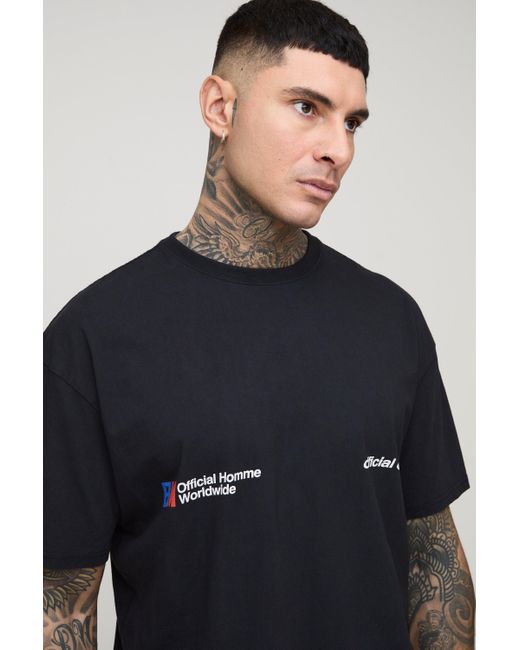 BoohooMAN Tall Oversize T-Shirt mit Official Moto Print in Blue für Herren