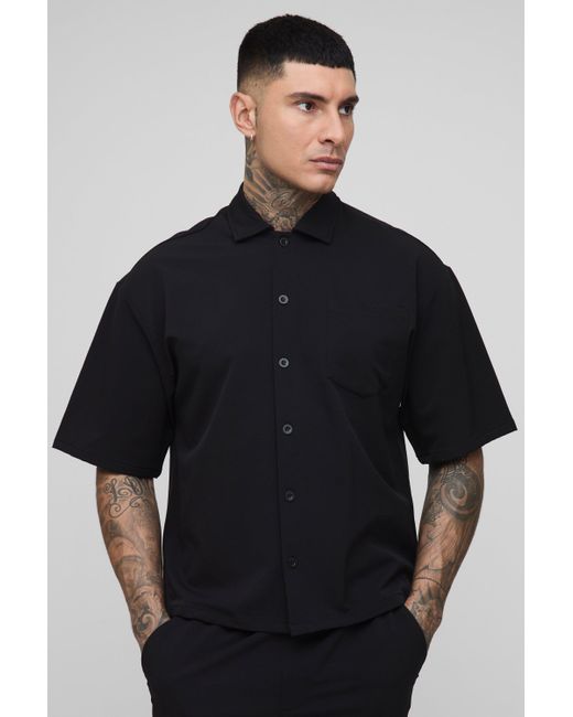 Technic Black Tall Al Stretch Short Sleeve Boxy Oversized Shirt