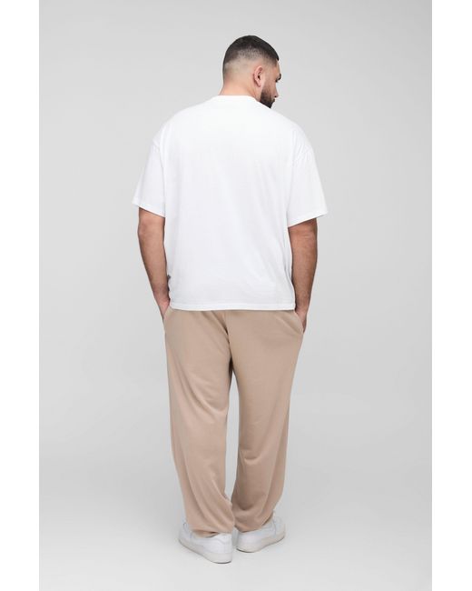 BoohooMAN Plus Oversize Basic Jogginghose in Natural für Herren