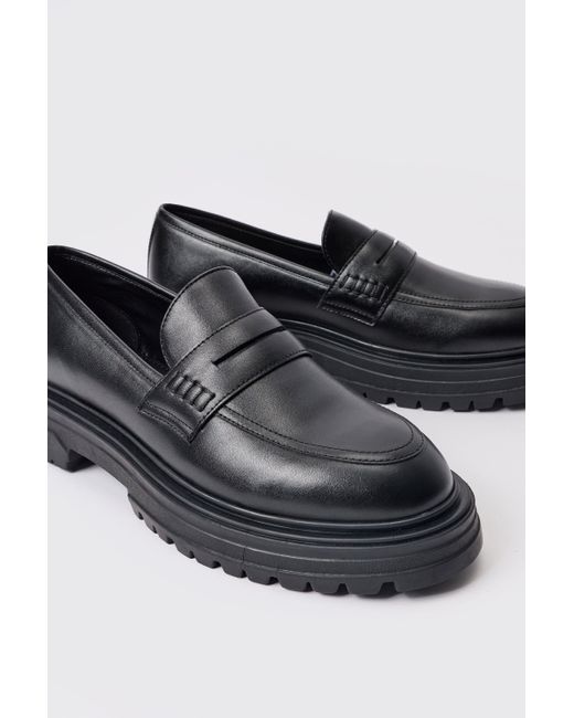 BoohooMAN Pu Slip On Chunky Loafer In Black for men