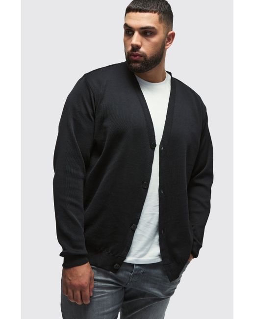 BoohooMAN Black Plus Basic Regular Fit Cardigan for men
