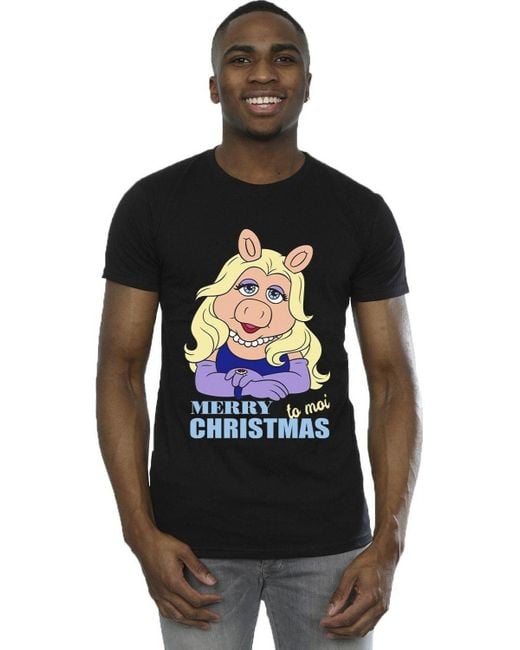 BoohooMAN Black Disney Muppets Miss Piggy Queen Of Holidays T-shirt for men