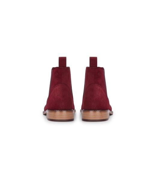 BoohooMAN Red Infinity Leather Suede Leather Slip-on Chelsea Ankle Boots for men
