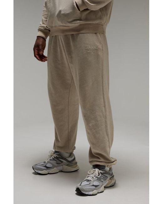 BoohooMAN Green Active Training Dept Washed Oversized Sweatpants for men
