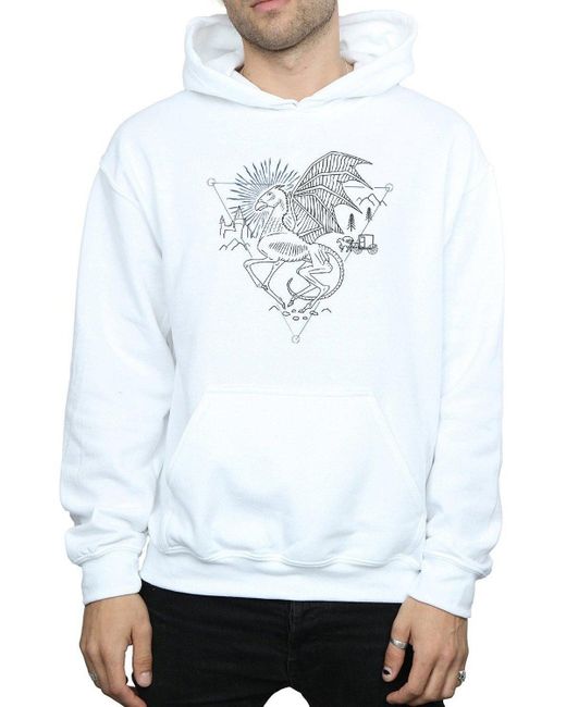 BoohooMAN White Harry Potter Thestral Line Art Hoodie for men