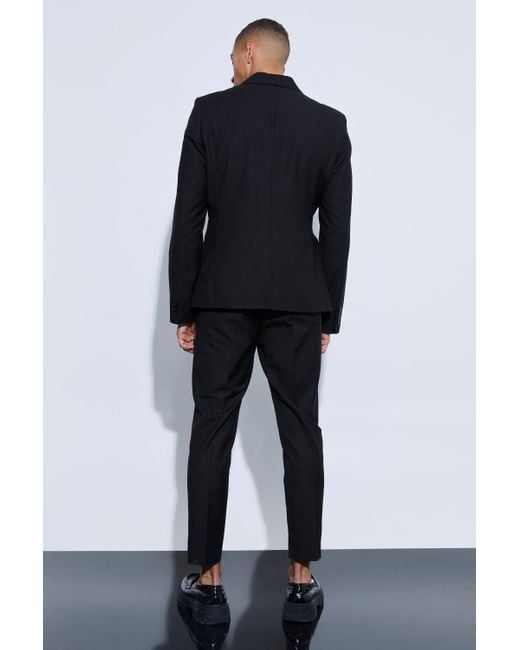 BoohooMAN Black Tapered Fit Suit Pants for men