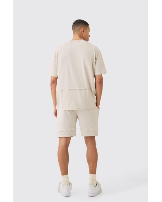 BoohooMAN White Oversized Raw Layer T-shirt for men