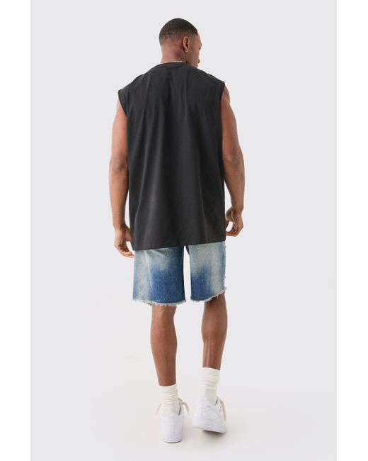BoohooMAN Blue Oversized Lost In The Void Puff Print Tank for men