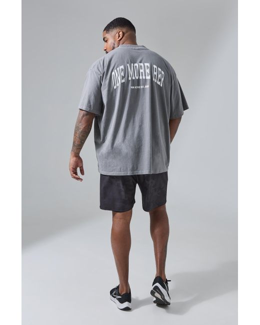 BoohooMAN Gray Plus Active Gym Oversized Overdyed Rep T-shirt for men