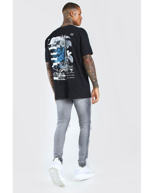BoohooMAN Oversized Paris Graphic Back Print T-shirt in Black for Men - Lyst