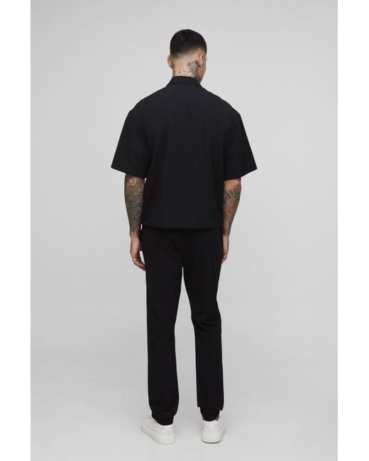 Technic Black Tall Al Stretch Short Sleeve Boxy Oversized Shirt