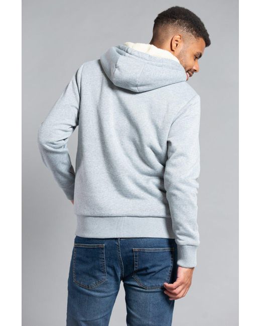 BoohooMAN Gray Tokyo Laundry Borg Lined Zip-through Hoody for men
