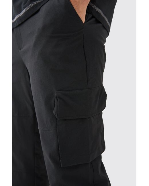 BoohooMAN Technical Stretch 3d Cargo Pocket Trousers in Black für Herren