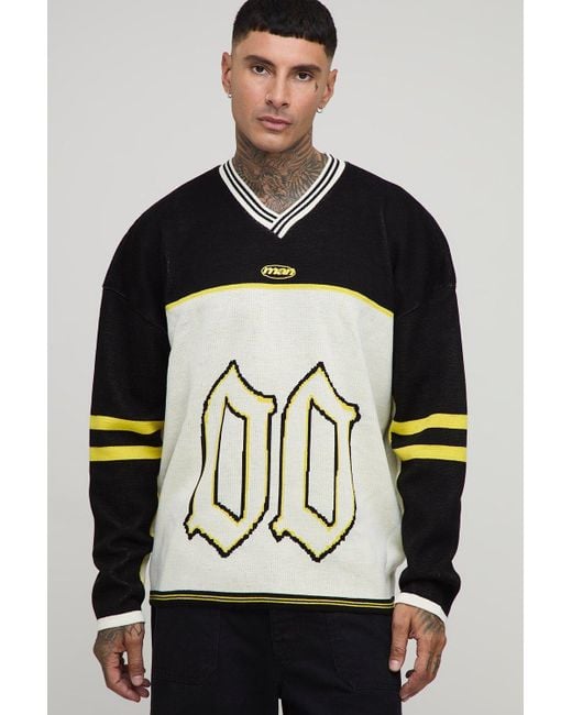 Boohoo Black Tall Varsity Knitted Hockey Top