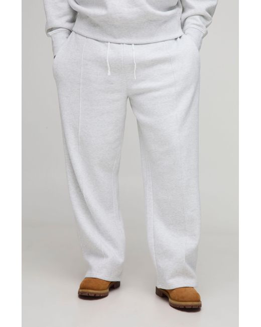 BoohooMAN White Plus Relaxed Pintuck Seam Detail Sweatpants for men