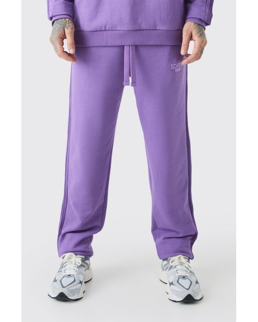BoohooMAN Purple Tall Edition Oversized Pintuck Detail Heavyweight Jogger for men