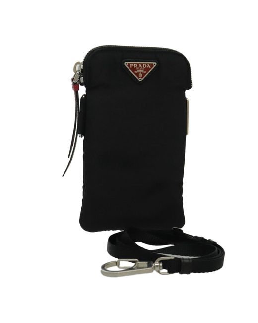 BoohooMAN Prada Preloved Cell Phone Case Black Nylon Unisex Clutch Bags for men