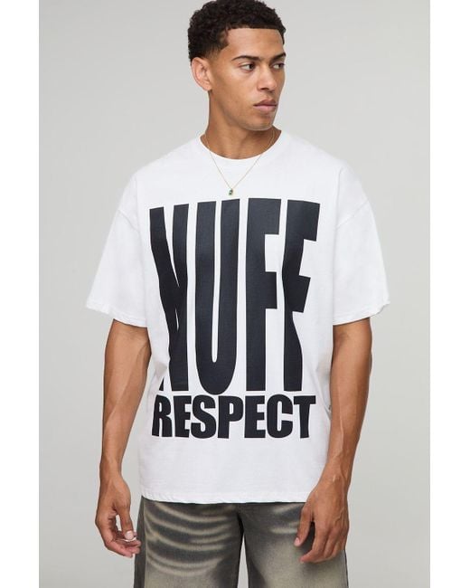 BoohooMAN White Oversized Nuff Respect Slogan T-Shirt for men