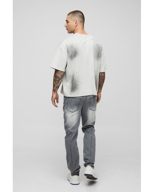 Vaqueros Ajustados Con Paneles Y Refuerzos En El Bajo Boohoo de color Gray
