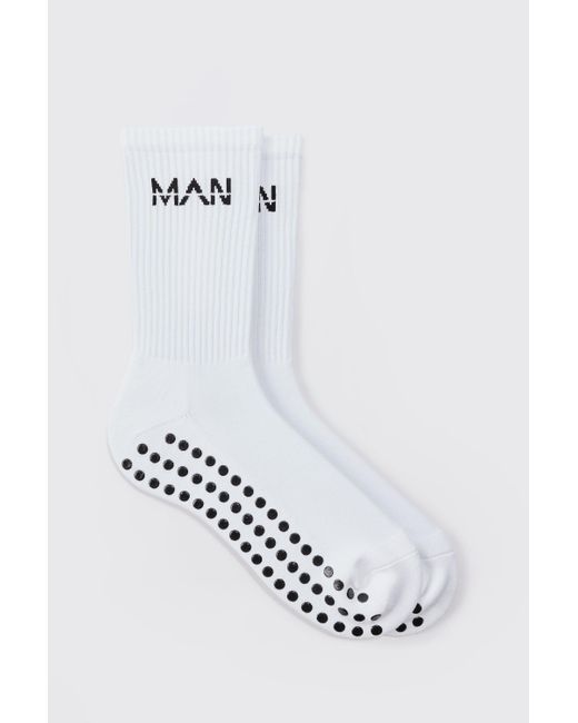 BoohooMAN White Active Training Grip Crew Socks for men