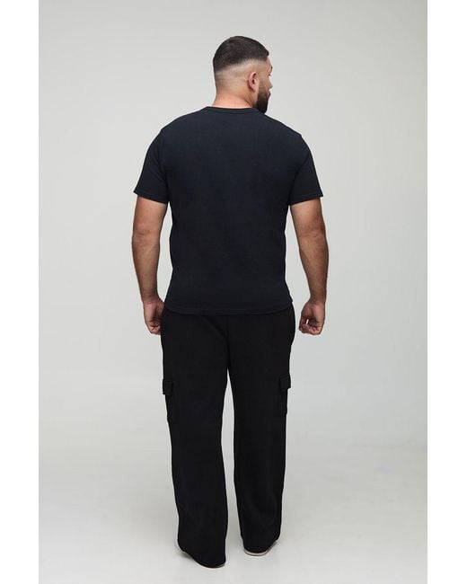 BoohooMAN Black Plus Basic Straight Leg Cargo Jogger for men