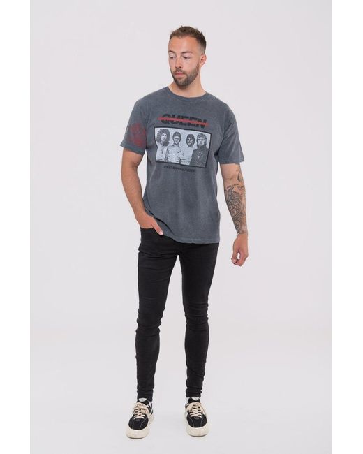 BoohooMAN Blue Queen Bo Rhap Photo Dip Dye Wash T Shirt for men