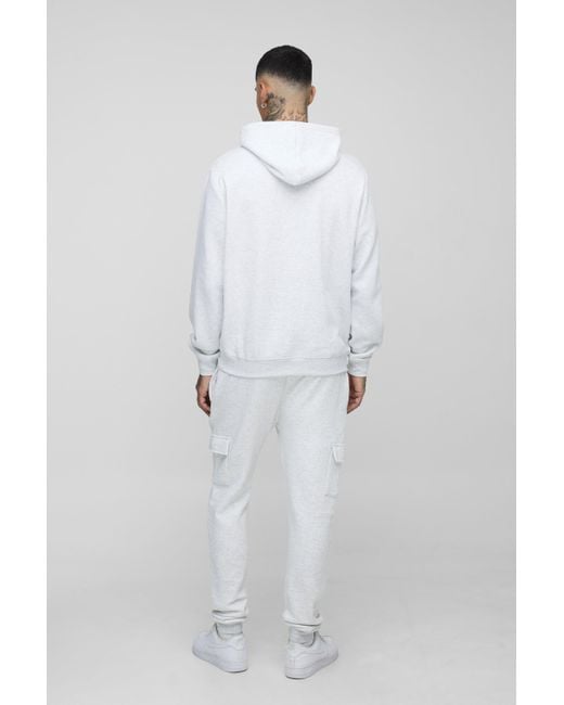 Tall Basic Bm Signature Regular Fit Over The Head Hoodie Boohoo de color White