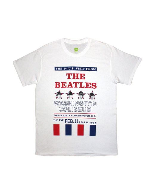 BoohooMAN White The Beatles Washington Coliseum 64 Stars & Stripes T-shirt for men
