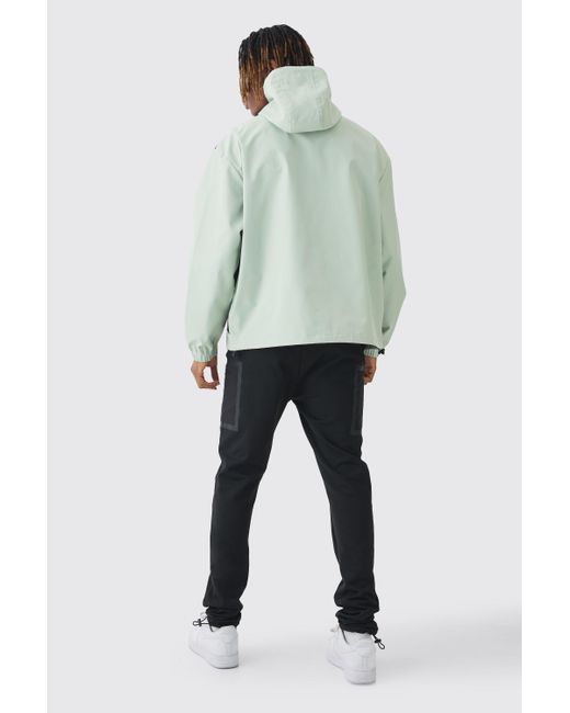 BoohooMAN Gray Tall Oversized Colour Block Hooded Windbreaker for men