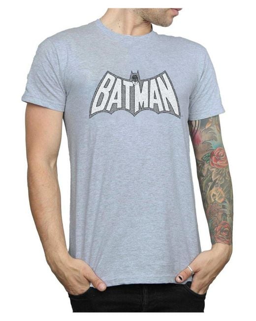 BoohooMAN Blue Dc Comics Batman Retro Crackle Logo T-shirt for men