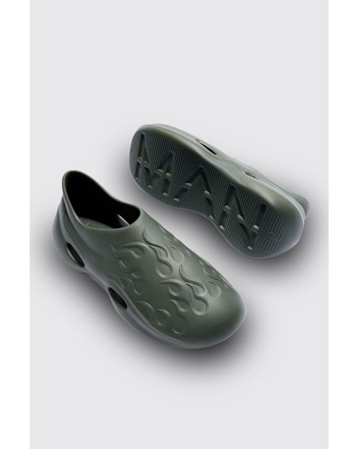 BoohooMAN Perforated Flame Moulded Mule in Green für Herren