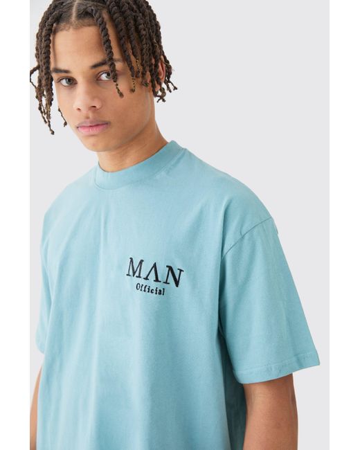 BoohooMAN Blue Oversized Boxy Extended Neck T-shirt for men