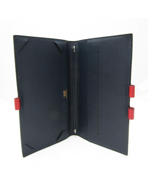 BoohooMAN Hermes Preloved Agenda Gm Red Leather Planner Unisex Wallets for men