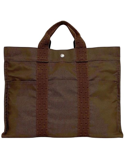 BoohooMAN Hermes Preloved Garden Party Tote Canvas Brown Unisex Tote Bags for men