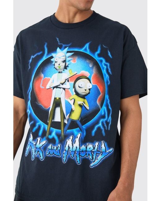 Oversized Rick And Morty License T-Shirt Boohoo de color Blue