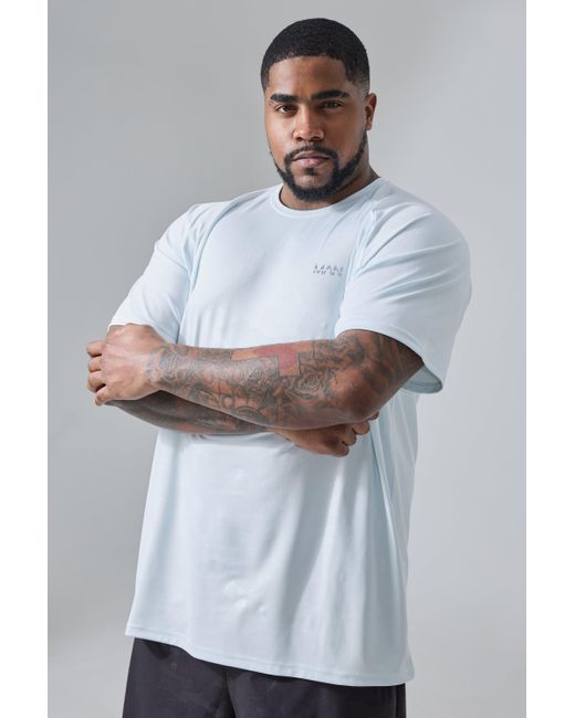 BoohooMAN White Plus Active Camo Raglan Performance T-shirt for men