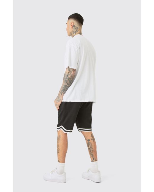 BoohooMAN Tall Loose Fit Basketball Short In Black for men