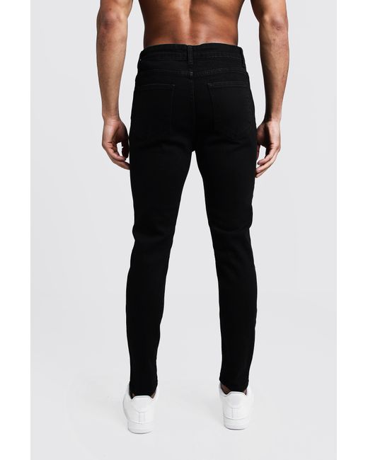 BoohooMAN Denim Skinny Fit Jeans With Ripped Knees in Black for Men - Lyst