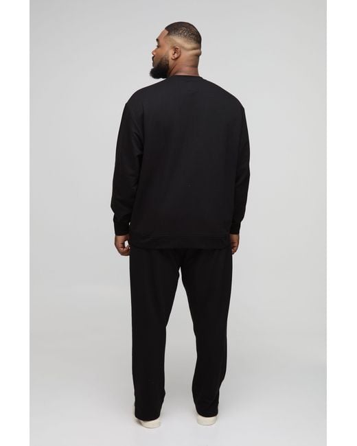 BoohooMAN Black Plus Lightweight Loopback Oversized Fit Basic Sweat for men
