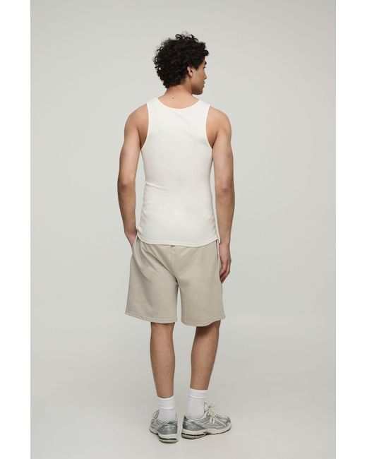 BoohooMAN Natural Basic Muscle Fit Ribbed Tank for men