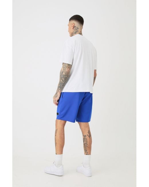 BoohooMAN Blue Tall Relaxed Fit Man Tab Scuba Short for men