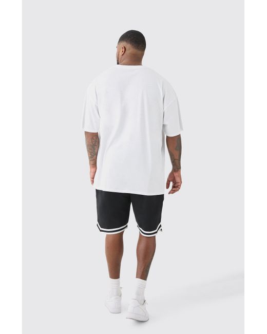 BoohooMAN Plus Loose Fit Limited Edition Basketball Short In Black for men