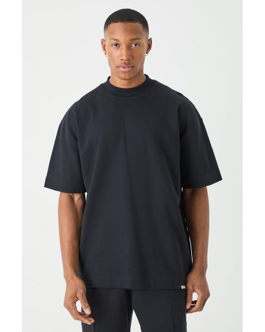 BoohooMAN Black Man Oversized Extended Neck Heavy Interlock T-shirt for men